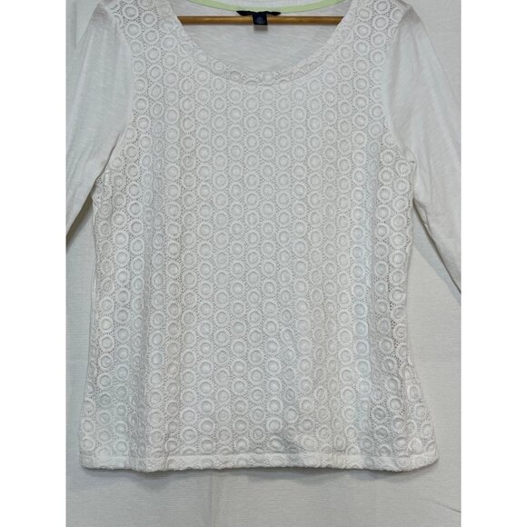 Tommy Hilfiger White Lace Front 3/4 Sleeve Top Womens Size L Pull-over - Picture 5 of 16
